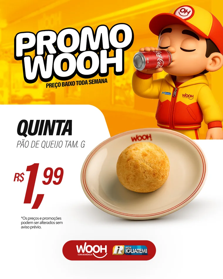 Quinta: pão de queijo tamanho G por R$ 1,99